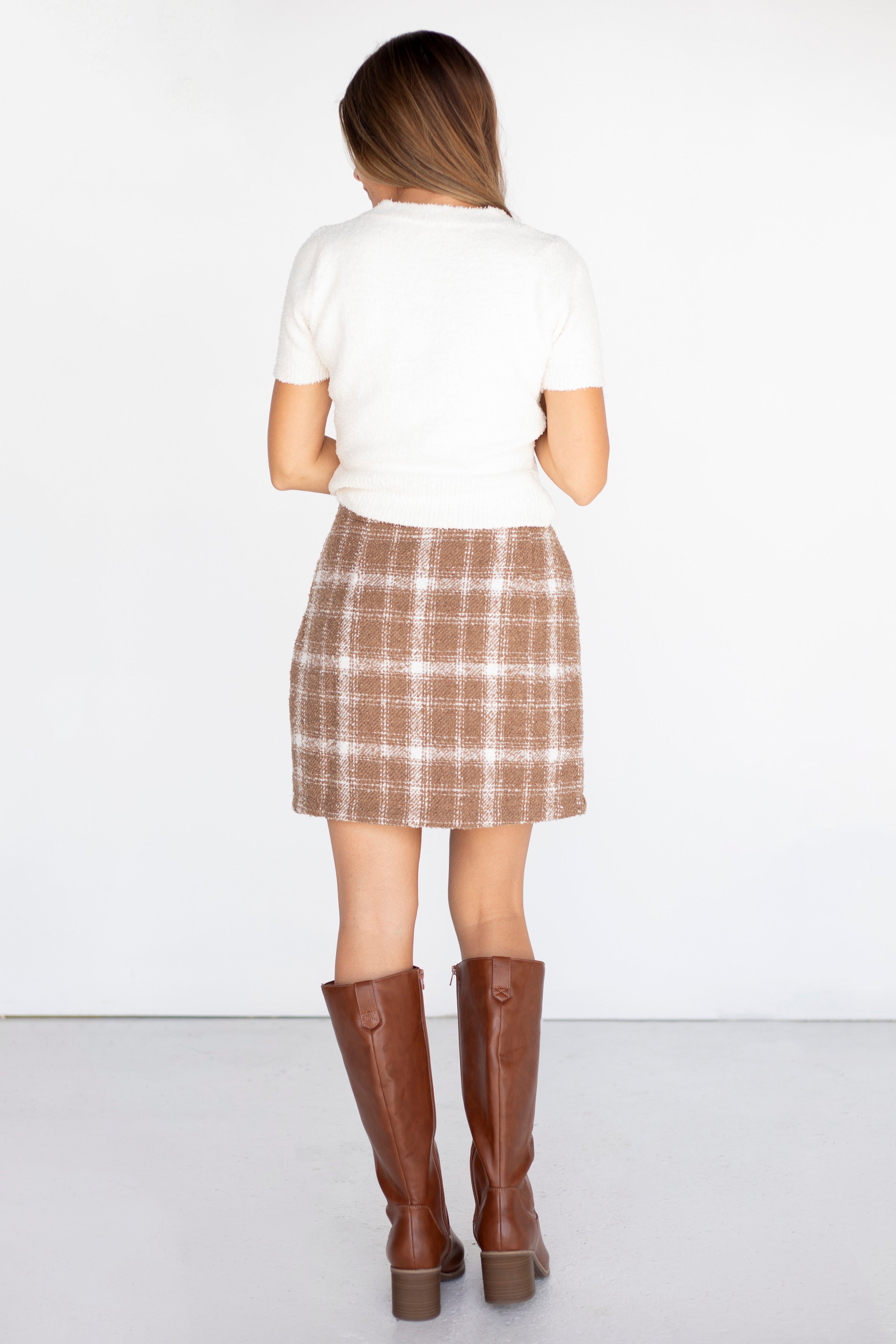 Mocha Plaid Skirt - FINAL SALE