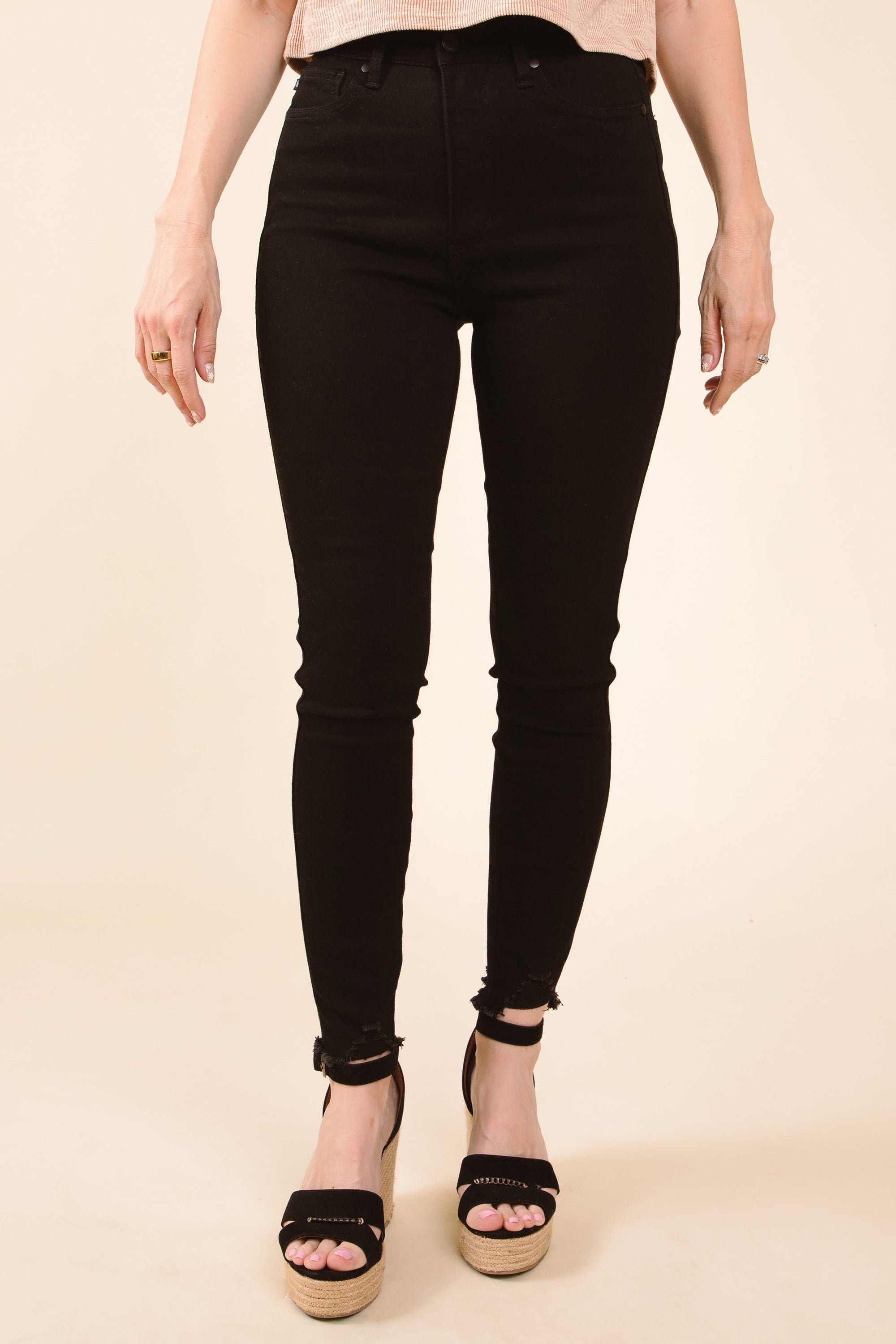 Hansley Black Frayed Ankle Skinny Jean - FINAL SALE