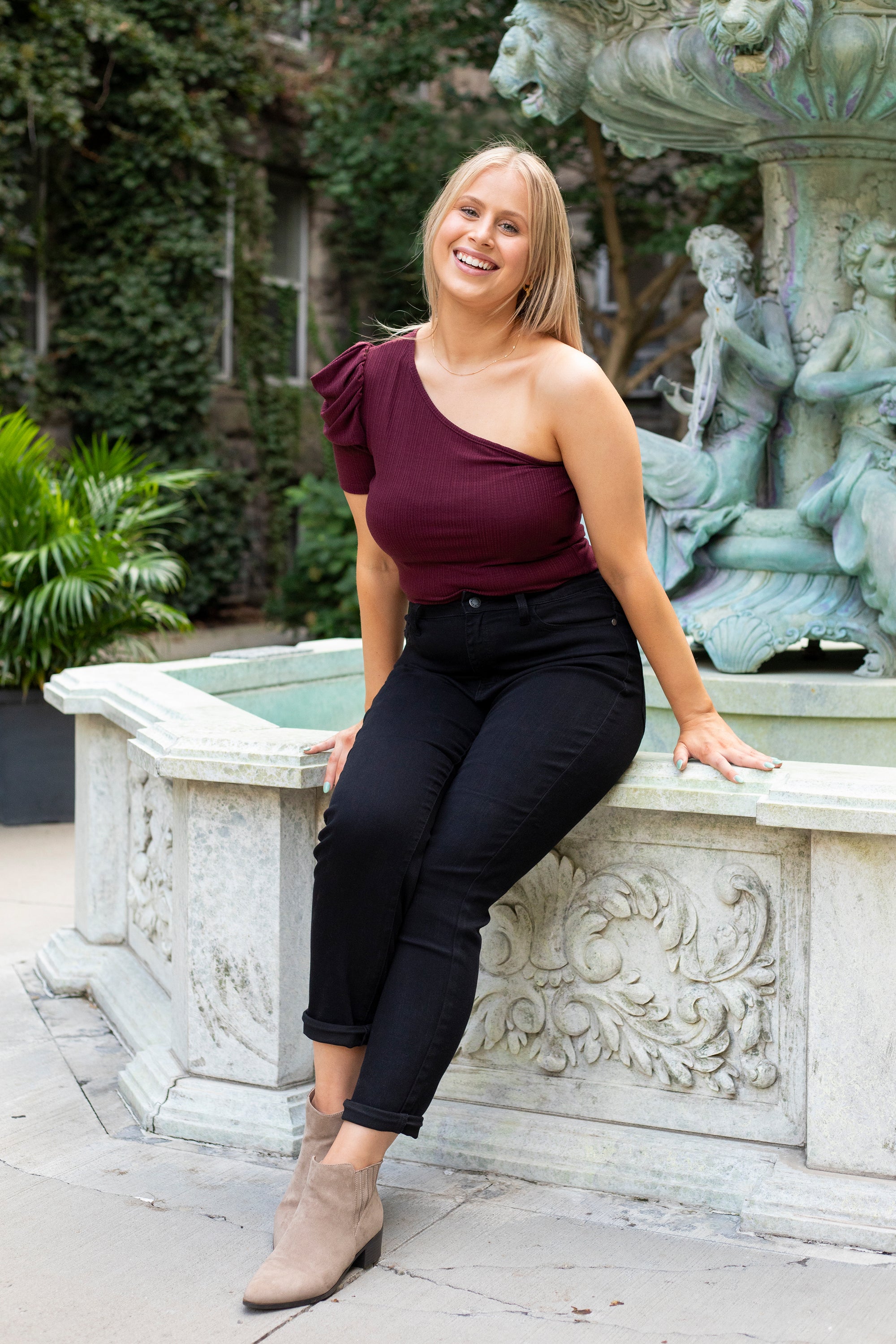 Brooklyn One Shoulder Top Berry - FINAL SALE