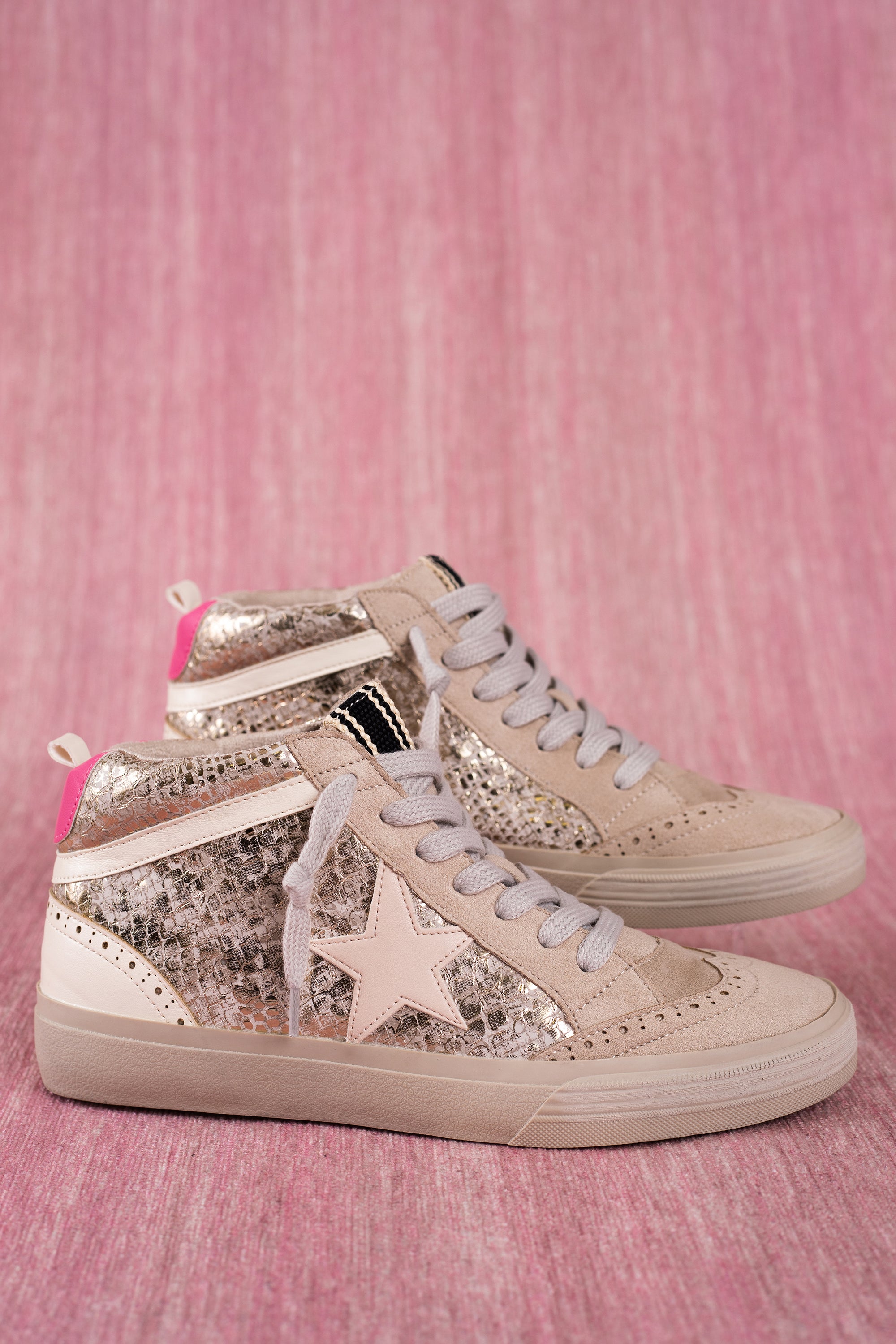 Shu Shop Pink & Gold High Top Sneaker