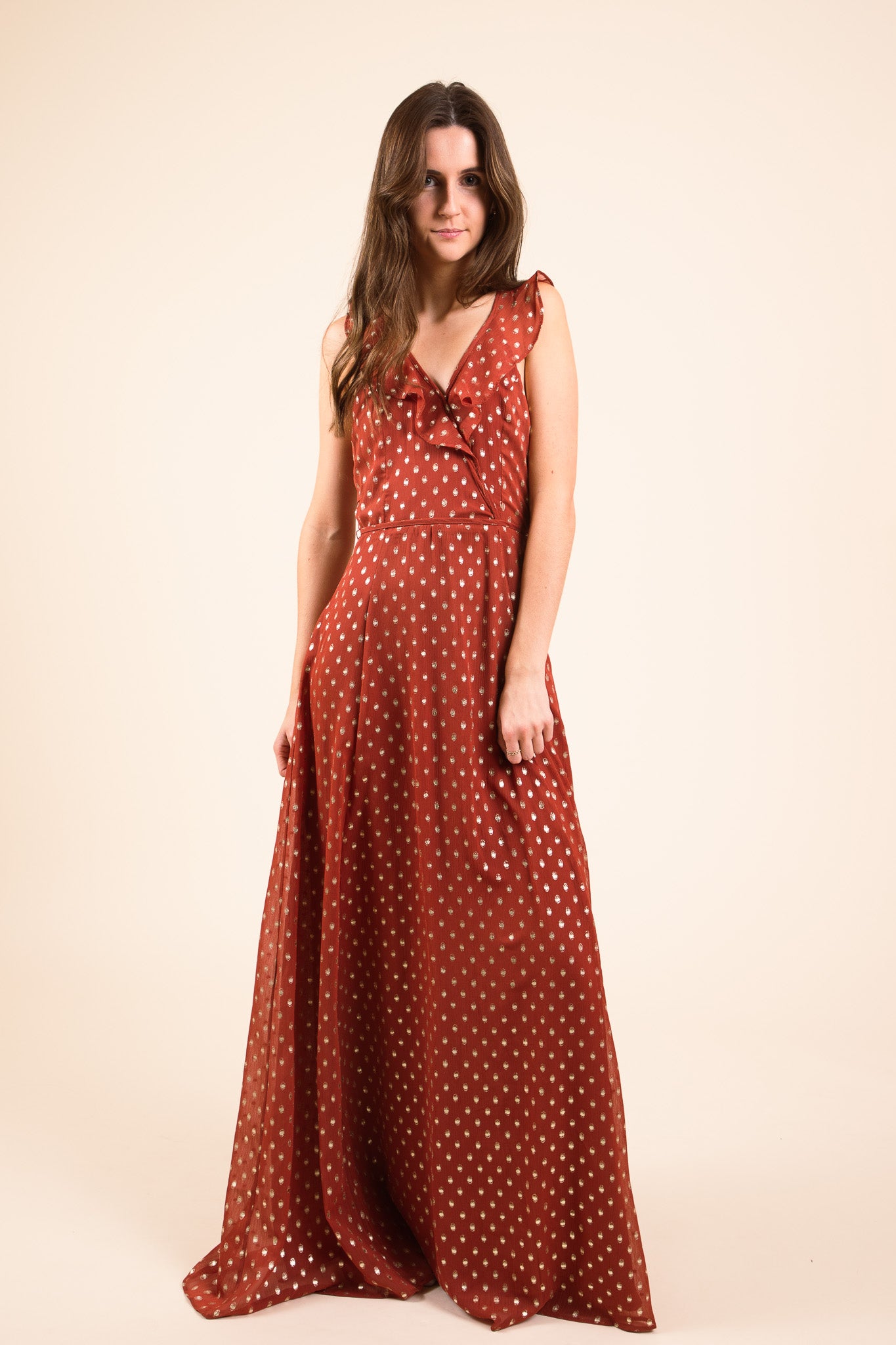 Gold Foil Polka Dot Maxi Dress - FINAL SALE